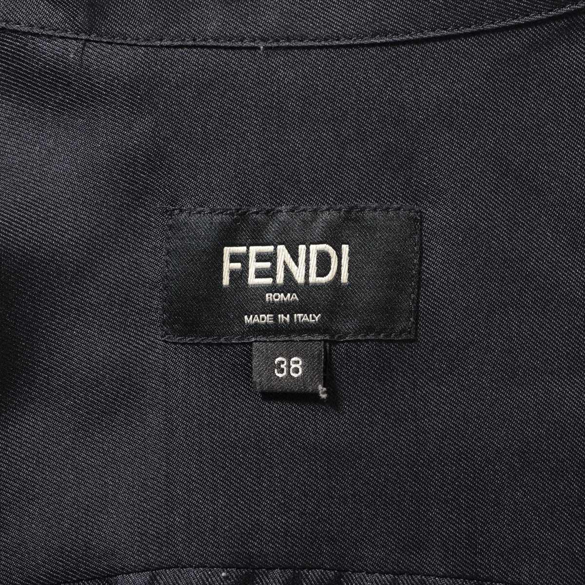 Fendi Zucca 20 Years Silk Shirt 38  Black FS0795 Half-Handy