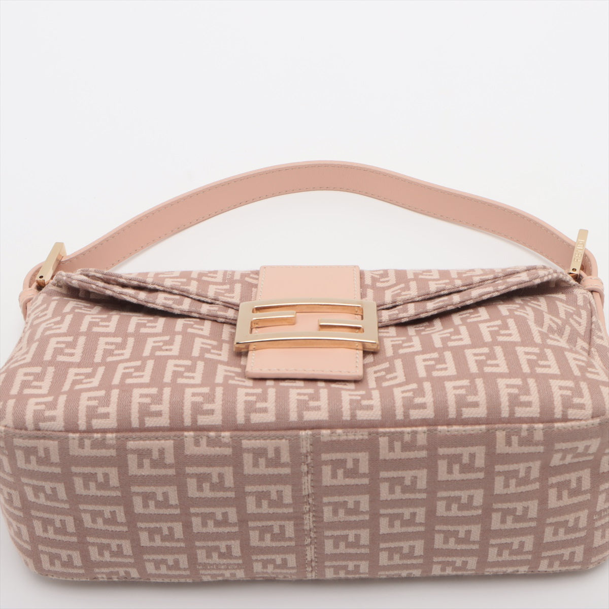 Fendi Zuo Mambacket Canvas  Leather Shoulder Bag Pink 8BR003