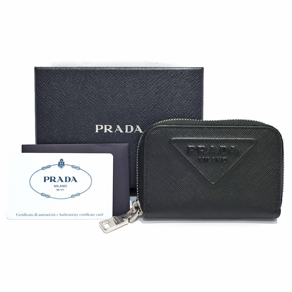 Prada Coin Box Sapphire 2MM003 Black Black Mini Card Box Small Mens