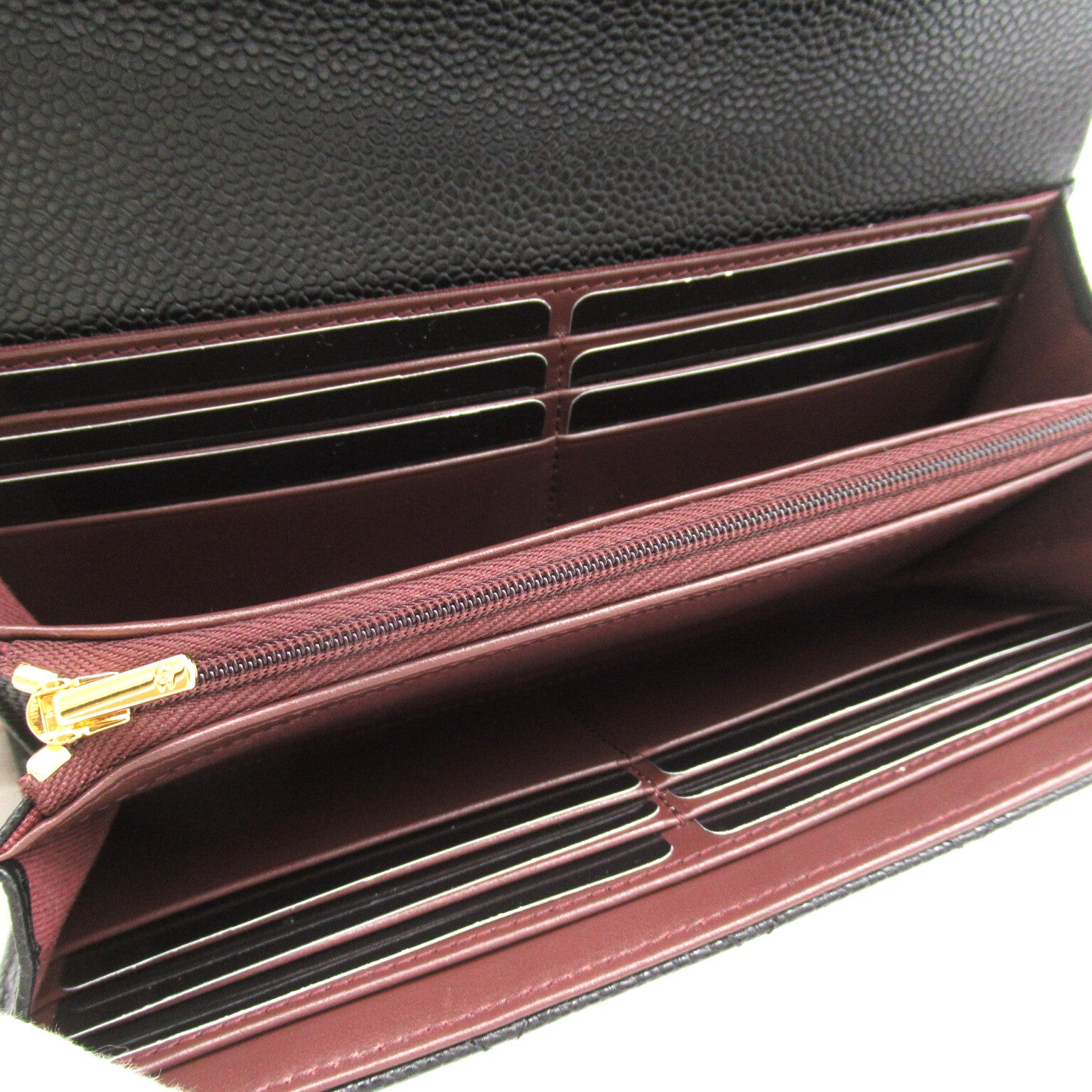 Chanel Zip Long Wallet Double Fold Wallet Caviar S  Black  AP0241