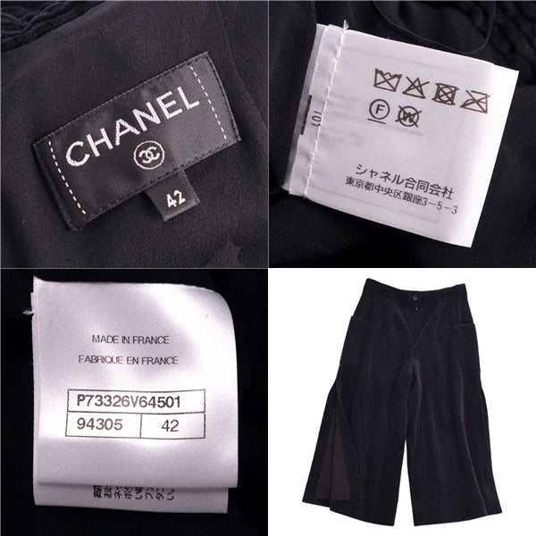 CHANEL CHANEL Pants 22AW  Wide Pants Cordury Belbet Slit Coco Bottoms  P73326 42 (equivalent to L) Black  EAD Shenzhen