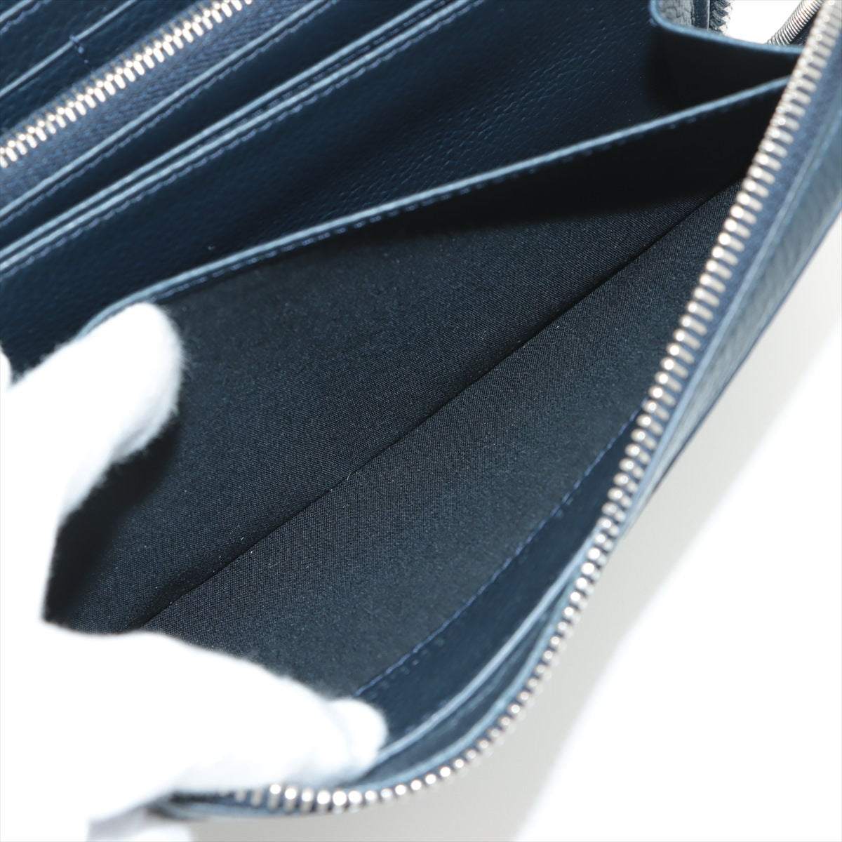 Dior Oom Organizer Travel Case Leather Round  Wallet Navy Navi