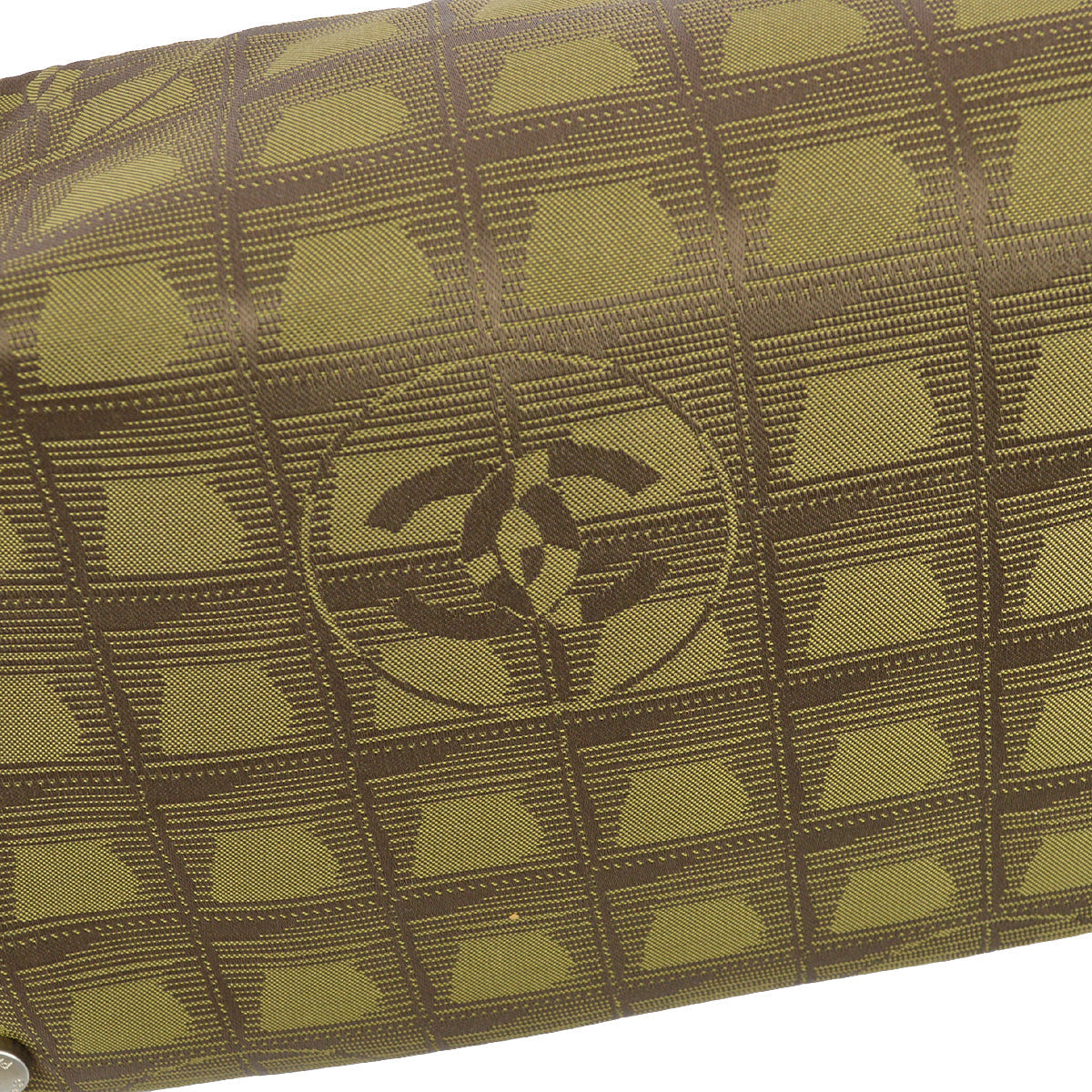 Chanel 2001-2003 綠色棕色提花尼龍 New Travel Line 手袋