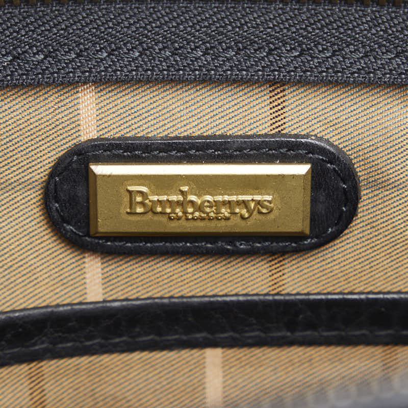 Burberry Check  Clutch Clutch Bag Black Leather Men  Burberry