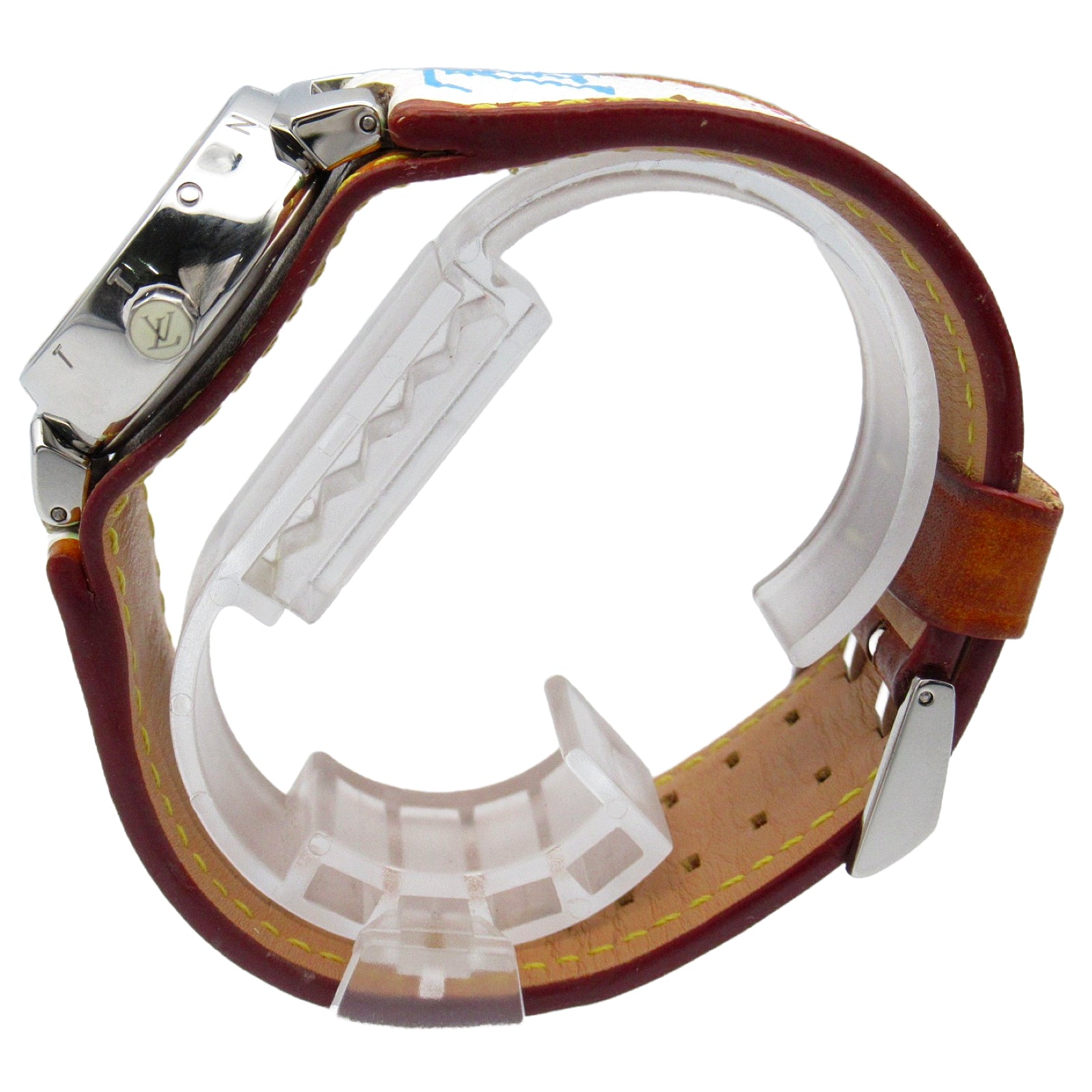Louis Vuitton Louis Vuitton Tambour Lob Cup 12P Diamond  Watch Stainless Steel Leather Belt  White S Q12M0