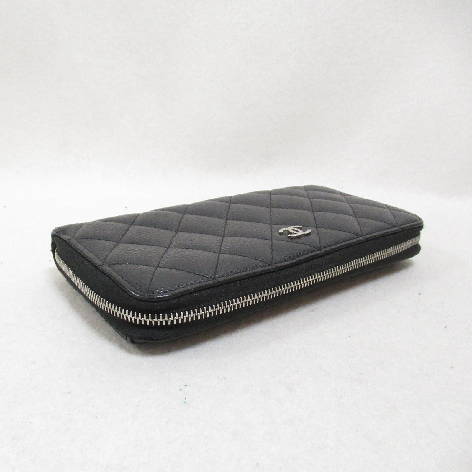 CHANEL Round Long Wallet Round Long Wallet Caviar S  Black Ladies
