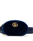 Gucci GG Marmont tening Body Bag Waist Bag 476434 Blue Bellous Leather  Gucci
