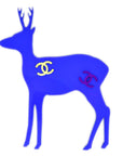 Chanel Deer Brooch Pin Corsage Blue 01A