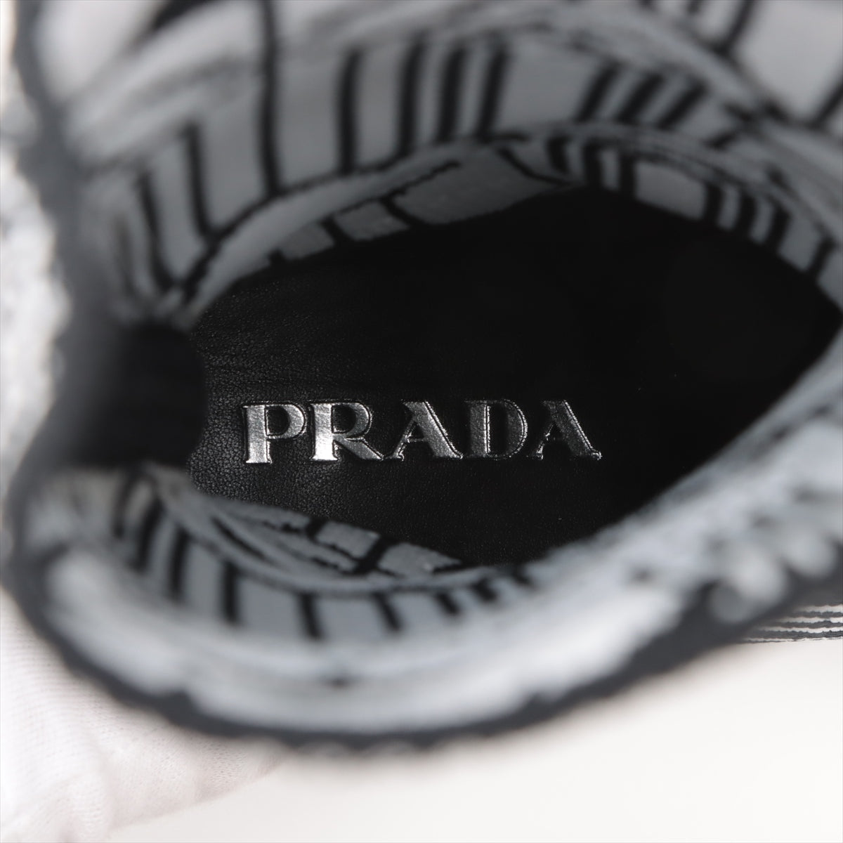 PRADA NIT BOOTS 36 LADY BLACK X WHITE DECOGARDE