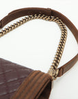 Chanel Boy Chanel Leather X Sword Chain Shoulder Bag Brown Gold  18th