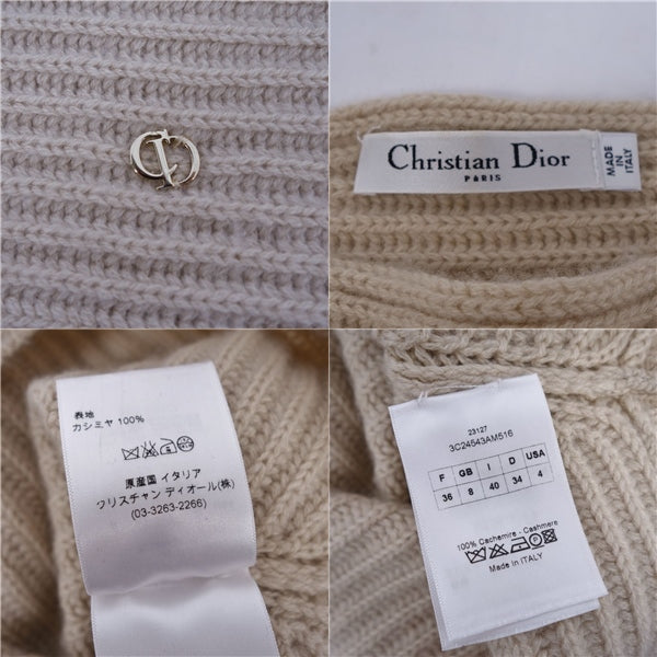 Christian Dior White  Short Sleeve Short Sleeve Logo Charm Tops  F36 I40 USA4 (equivalent to S) Light Beige  FODEST