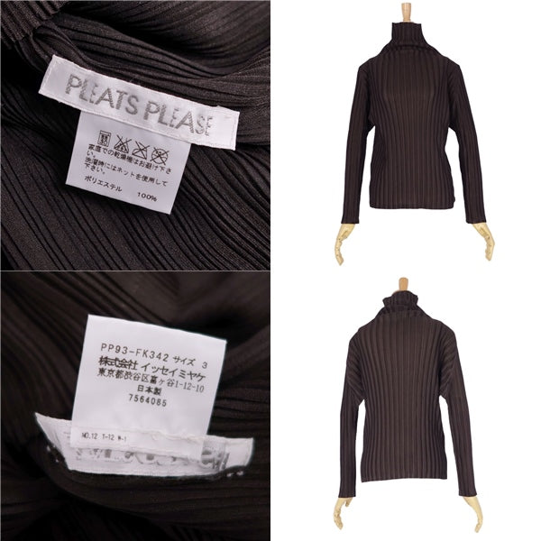 Issey Miyake Pleated T-SHIRT  LONGSLEEVE PRITZ TOPS LADYS 3 (L equivalent) BRUNN  SI MARKET