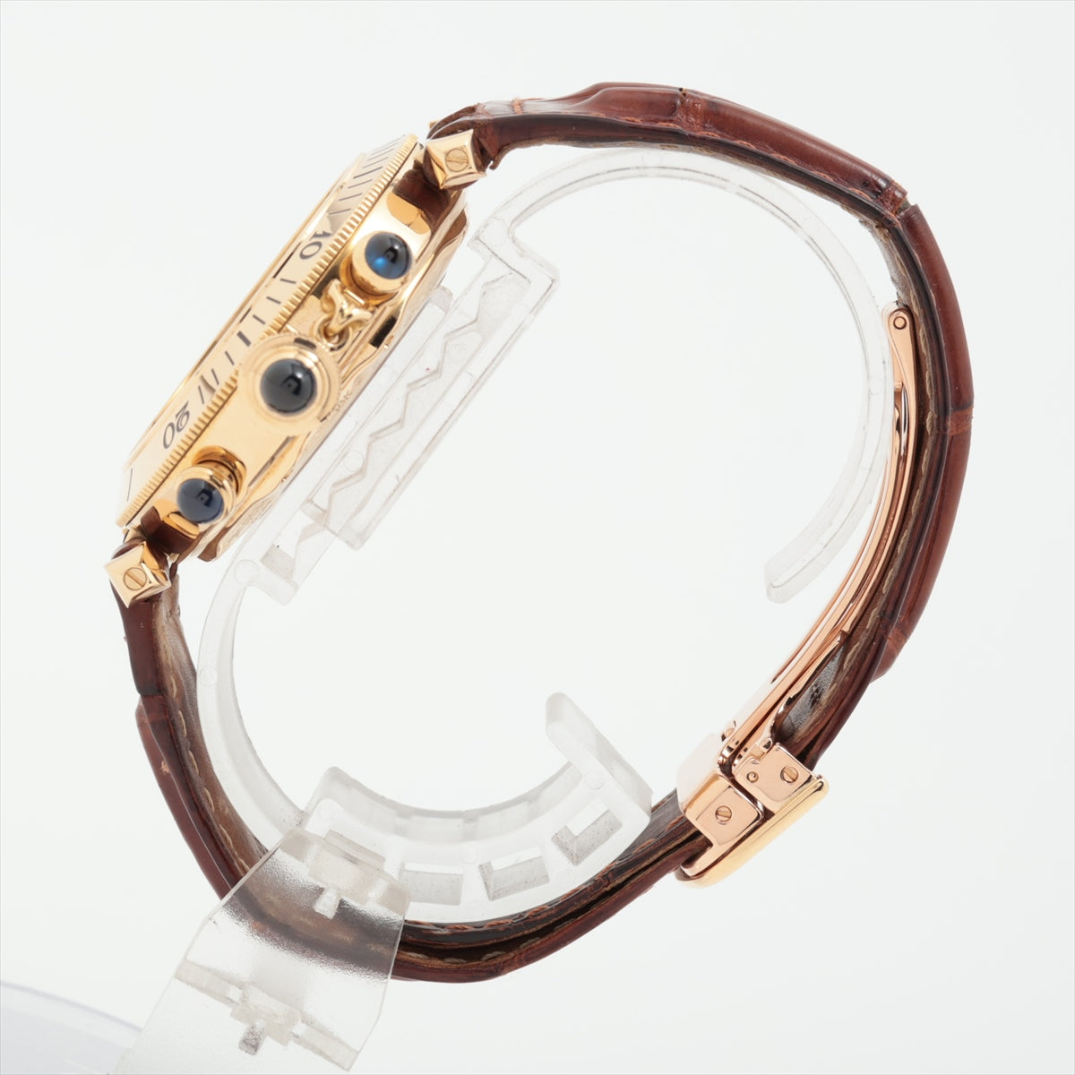 Cartier Pasha W3007751 YG  leather AT silver sign plate leather belt colored rugged mountain cut