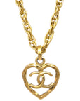 Chanel Heart Chain Pendant Necklace Gold 1982