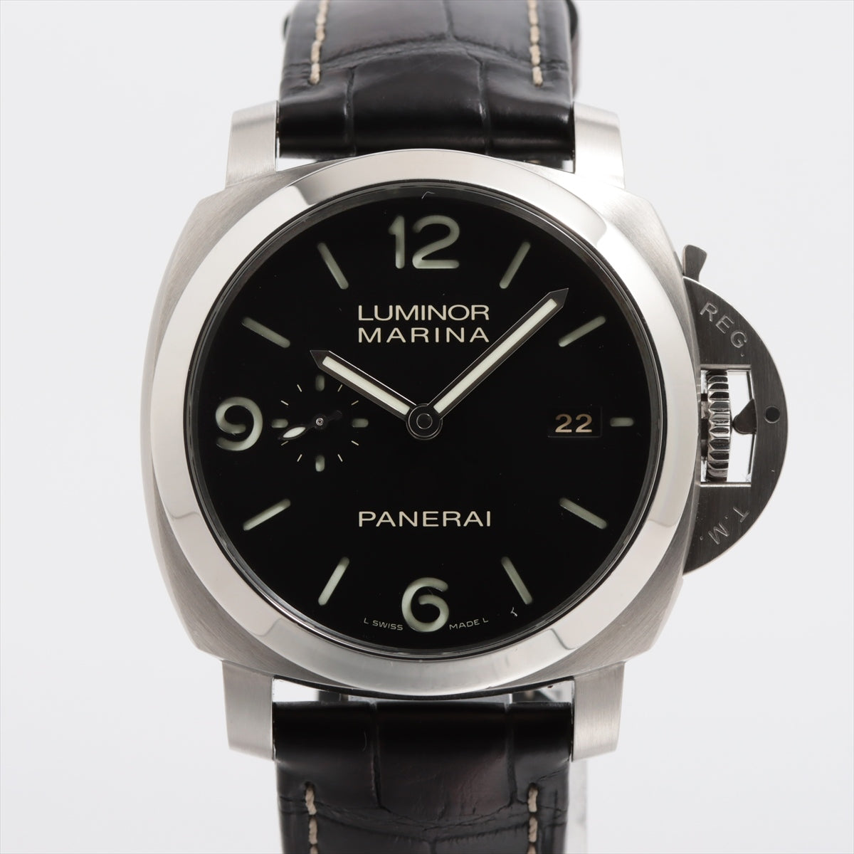 Panerai Luminous Marina PAM00312 SS Leather AT Black  Tile ,