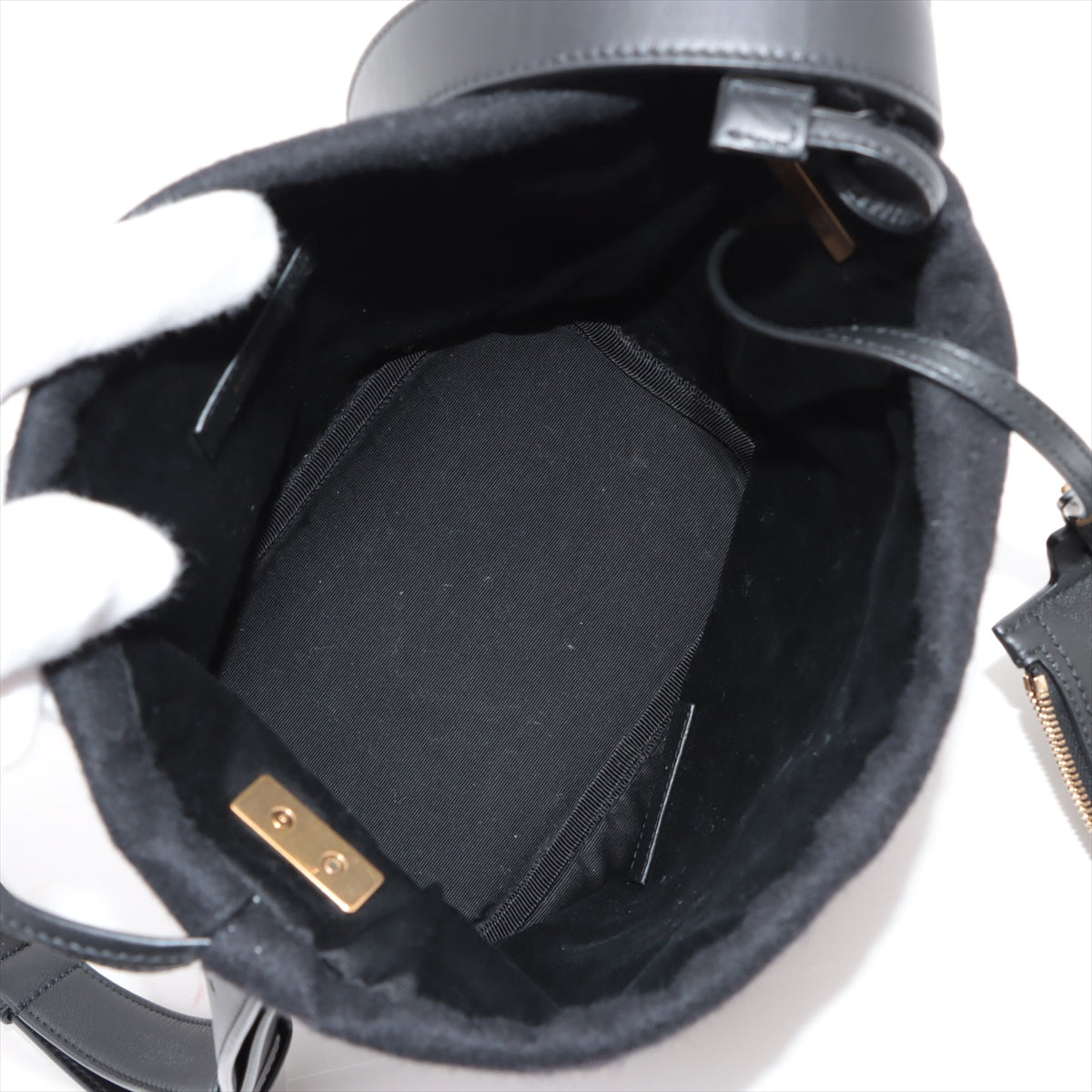 Saint Laurent  Rivgoth Felt x Leather Shoulder Bag Black 710261
