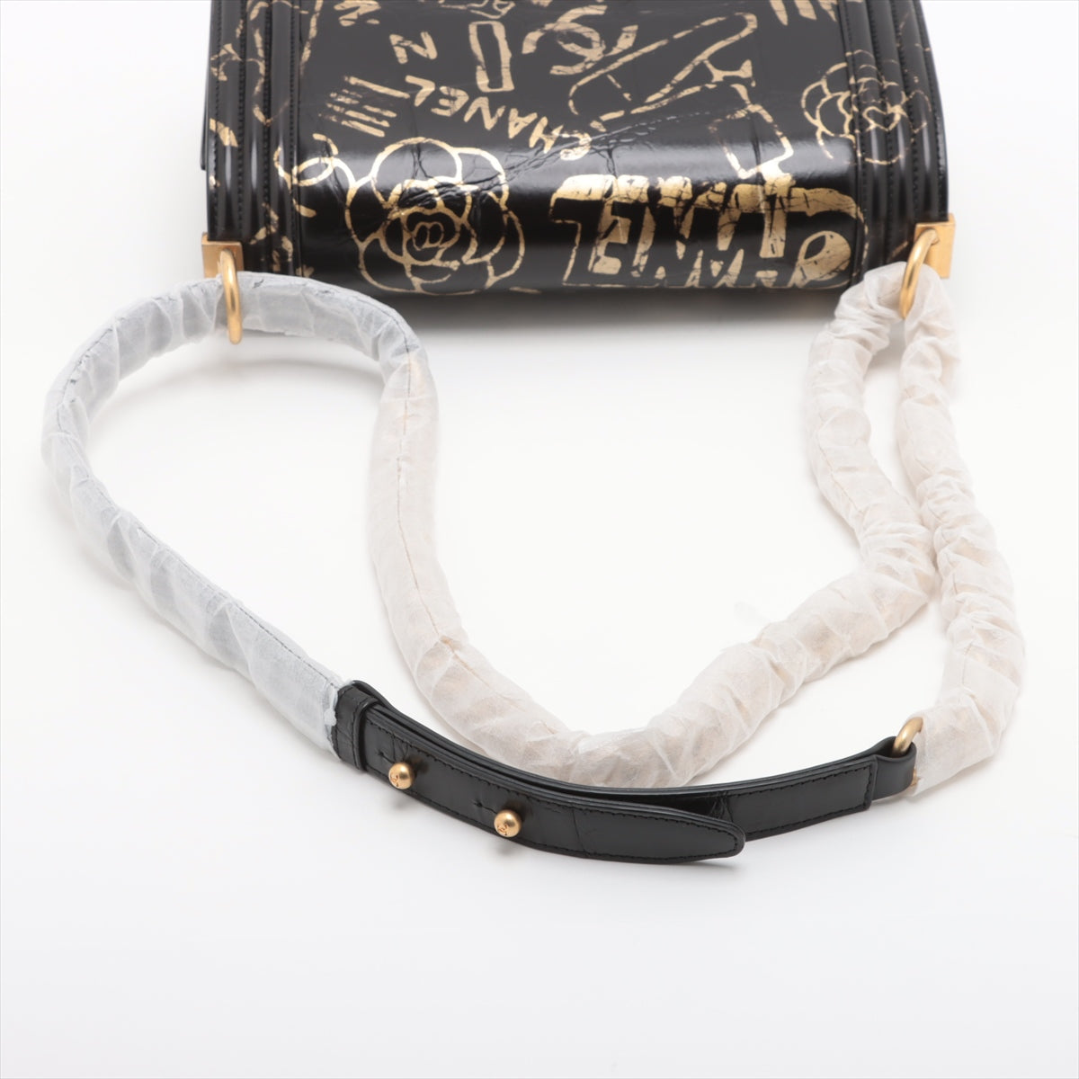 Chanel Boy Chanel 25 Crocodile Press Chain Shoulder Bag Black G  28th