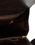 Celine C Logos Horse Wheel  Shoulder Bag Karki Brown Canvas Leather  Celine