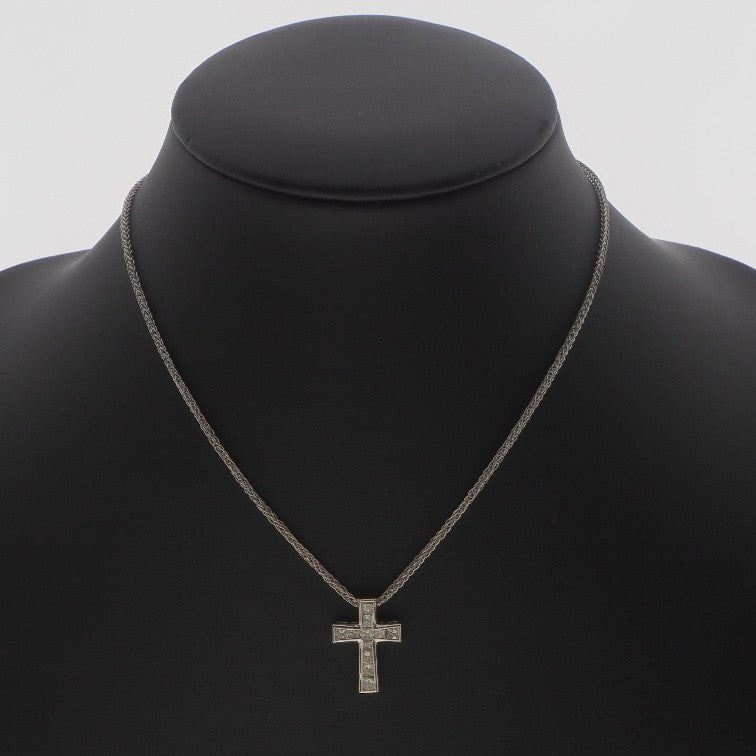 Cross necklace K18 White g x diamond 1.00 cross about 7.4g cross ladies