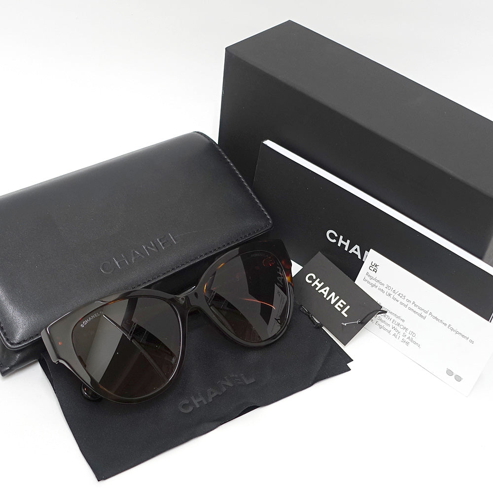 Chanel S Eyewear Butterfly Shape Coco 5477-A c.714/S5 Brown GD G   Female Fashion  Sunglasses Case Cross Box