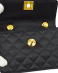 Chanel 1989-1991 Straight Flap Bag Micro Black Satin