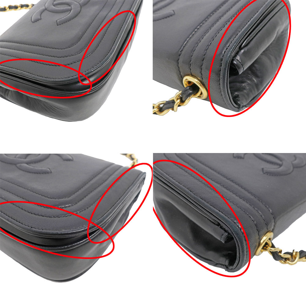 Chanel Chain Shoulder Bag  Black Black G  A1700