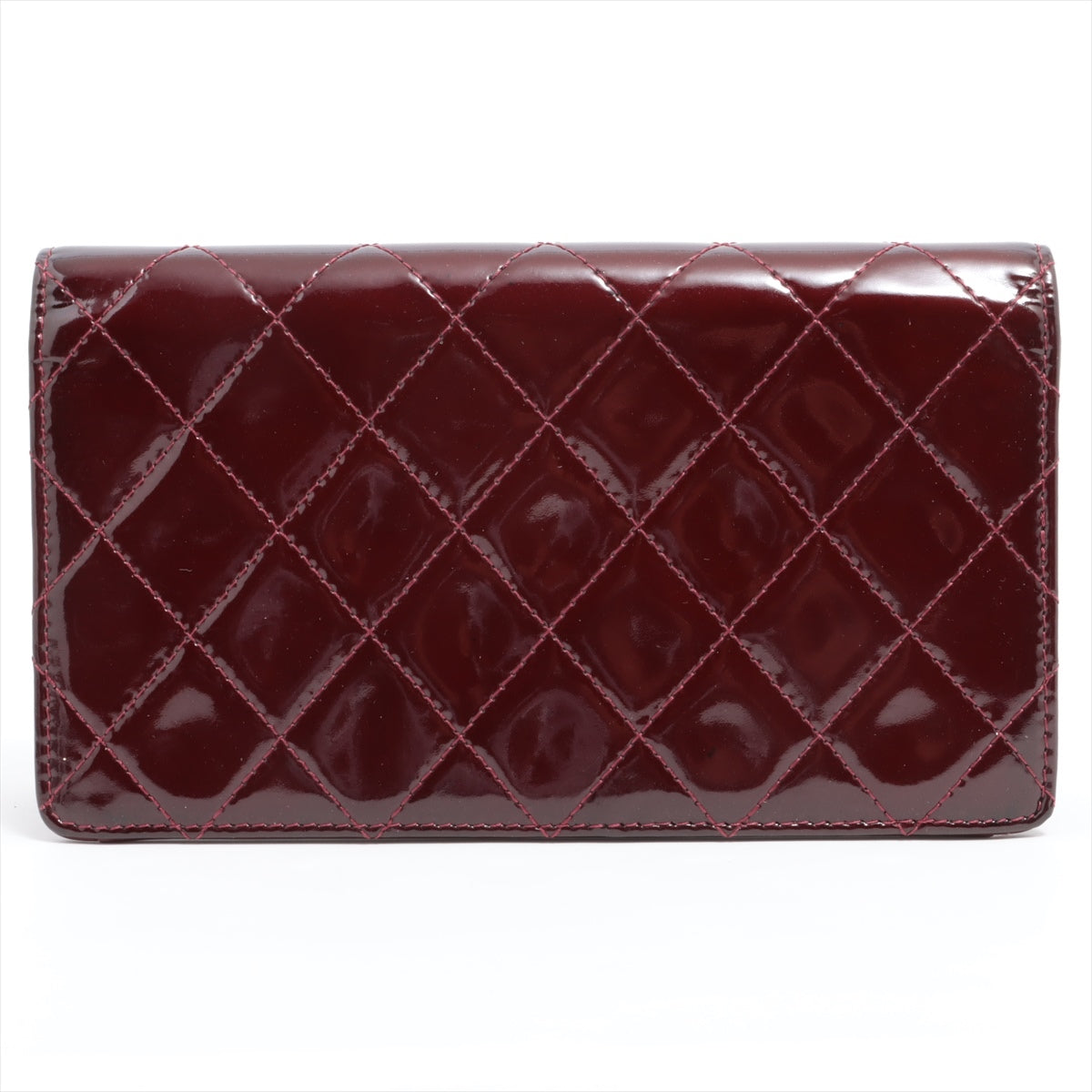 Chanel Coco Patent Leather Wallet Bordeaux Silver  18th