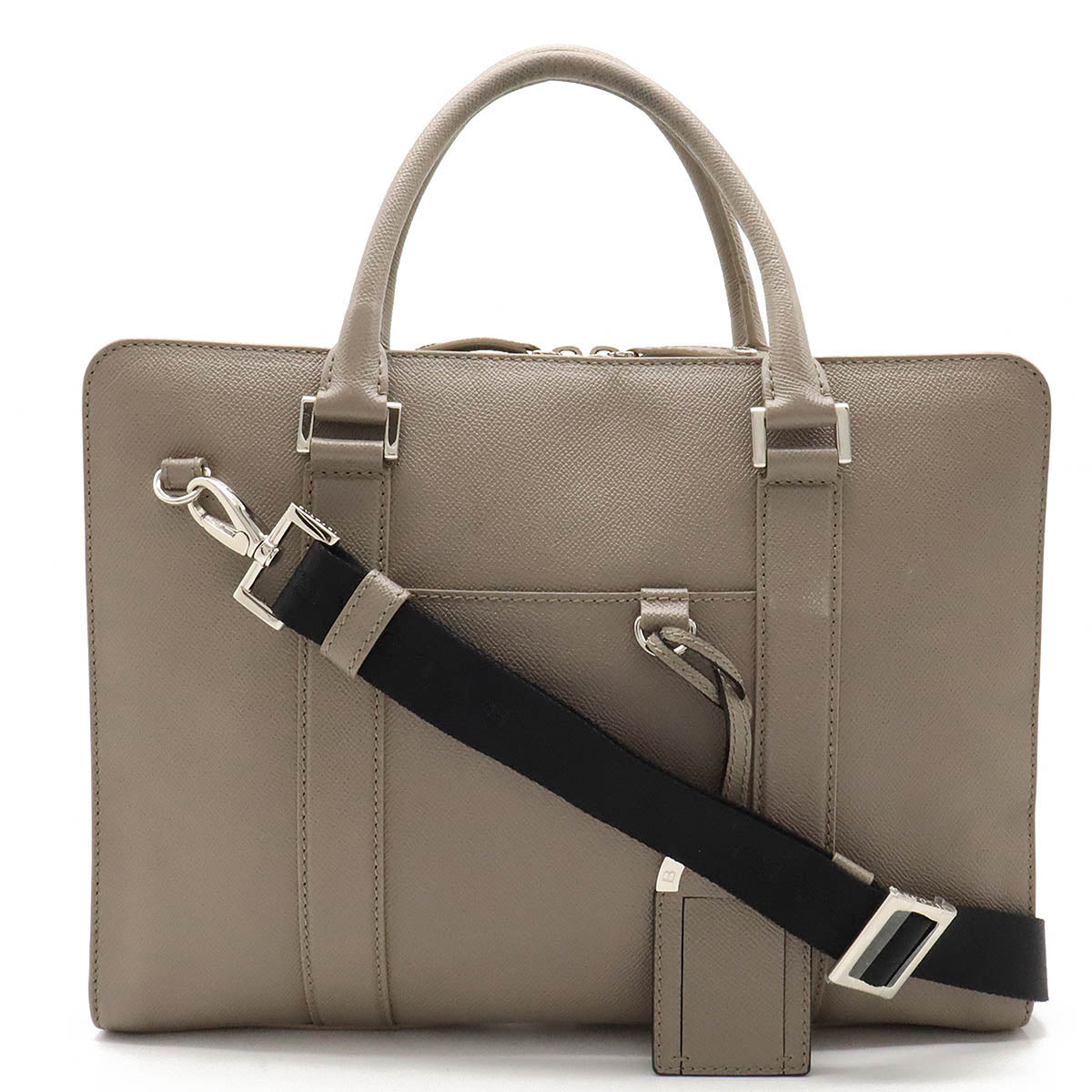 BVLGARI Bulgari Bulgarian Bulgarian Man Business Bag Briefcase 2WAY Shoulder Bag Leather Gr Silver Gold  37924 BLUMIN