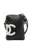 Chanel mattresses Combon line sloping shoulder bag black leather ladies CHANEL