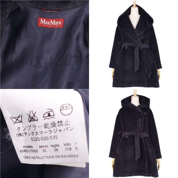 Max Mara Studio Coat Long Coat Alpacca   JI36 USA2 FB34 GB4 (S equivalent) Black