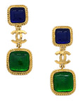 Chanel Gripoix Dangle Earrings Clip-On Gold 96A