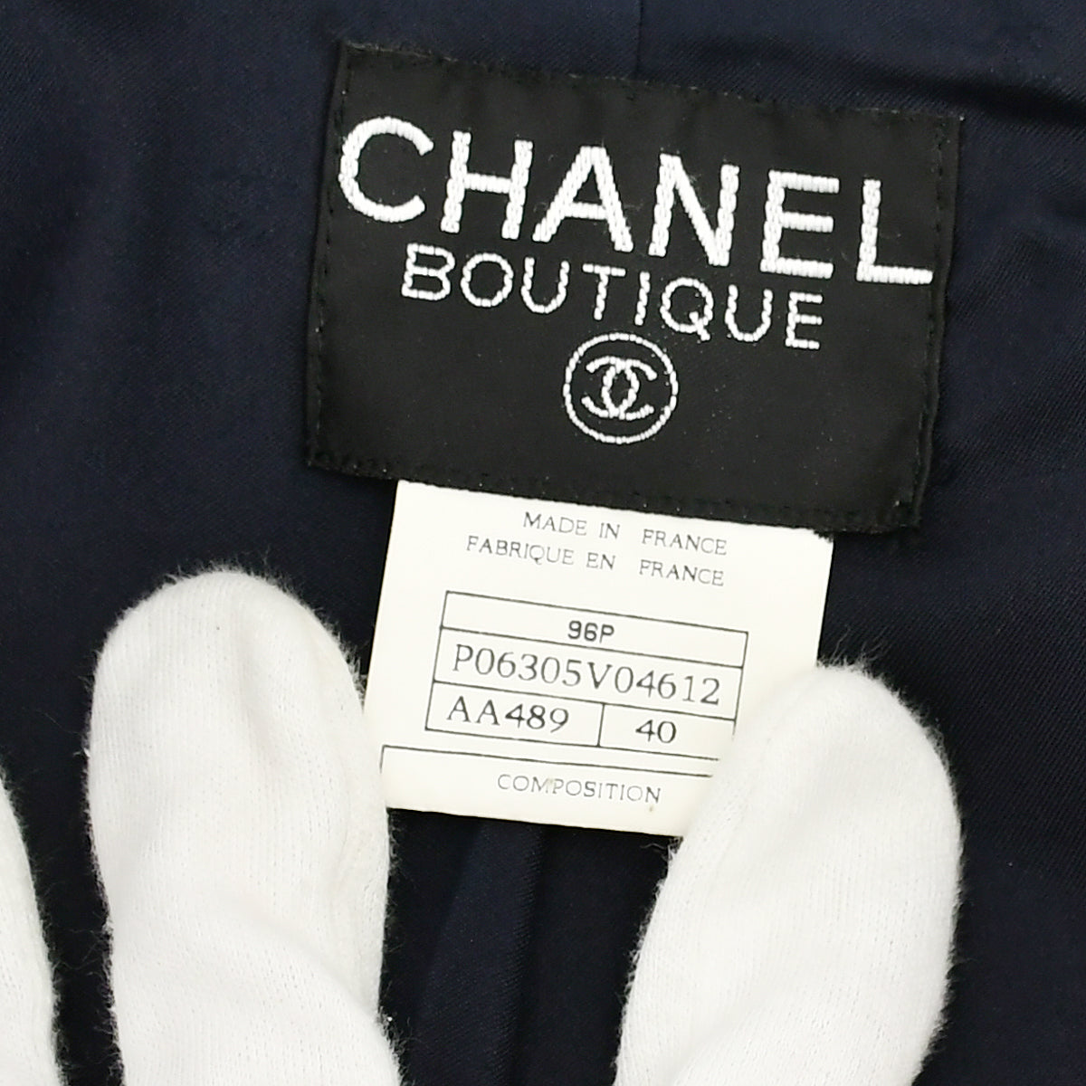 Chanel Double Breasted Jacket Navy 96P 