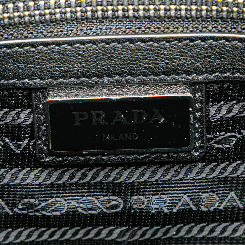 Prada Triangle Logo  Briefcase Shoulder Bag 2WAY 2VG033 Black Leather  Prada
