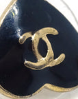 Chanel Heart Piercing Earrings Gold Black 04A