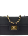 Chanel * Black Satin Double Chain Shoulder Bag