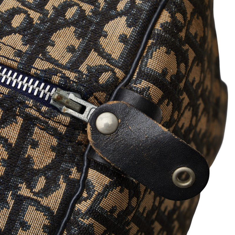 Dior Trotter Oblique Handbag Boston Bag Navy Beige Linen Leather  Dior