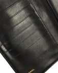 Chanel 1991-1994 Black Lambskin Long Wallet Purse