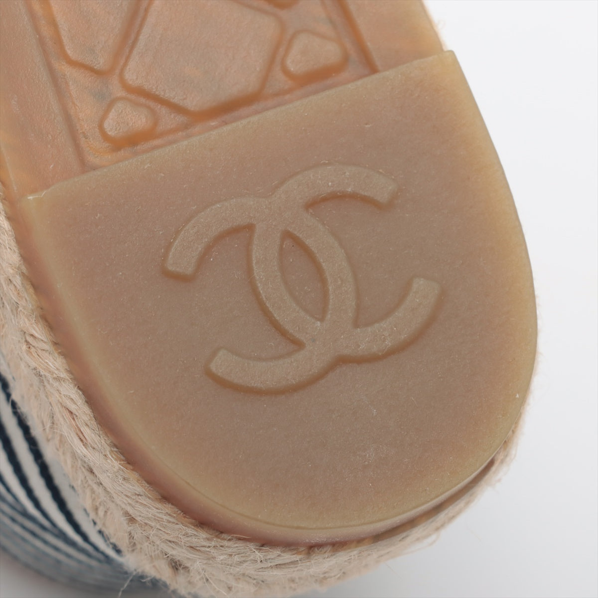 Chanel Coco Leather X Fabric Espadrille 35  Navy X White G29762 Stripe  Bag
