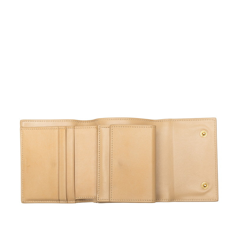 Celine Small Trif Wallet Three Folded Wallet Beige Naked Leather  Celine