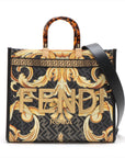 Fendi X Versace Fenderche Sunshine Leather 2WAY Handbag Black