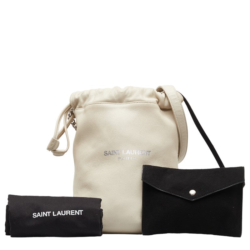 San Laurent Teddy Small  Chain Shoulder Bag 583328 Ivory White Leather  Saint Laurent
