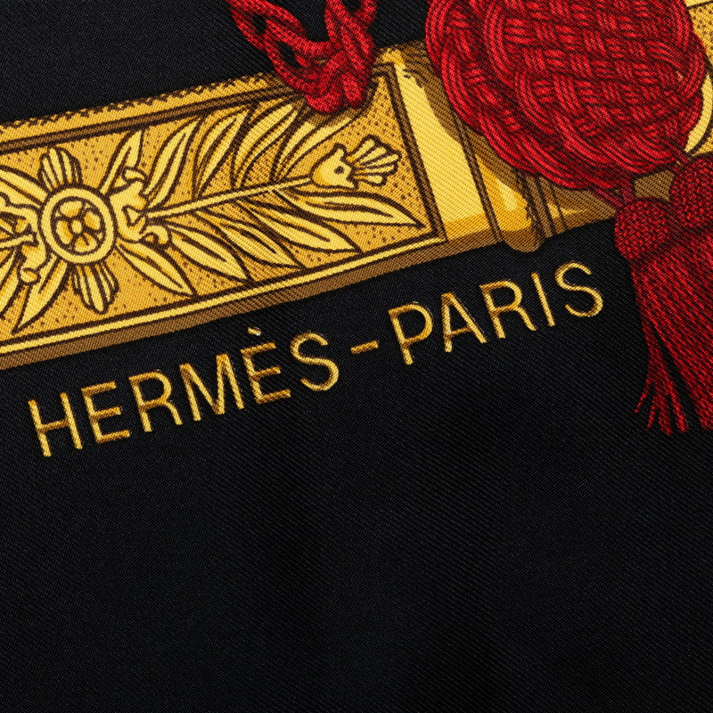 Hermes Carré 90 GRAND UNIFORME Grand Uniform Shirt Black G Multicolor Silk  Hermes