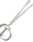 Dior logo line stone necklace silver metal ladies Dior