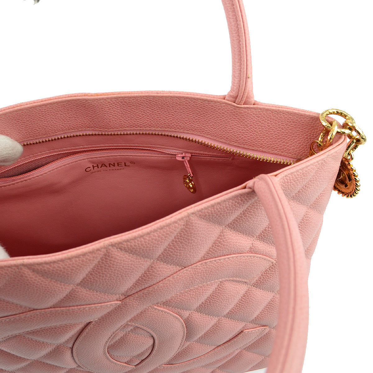Chanel Pink Caviar Medallion Tote Handbag