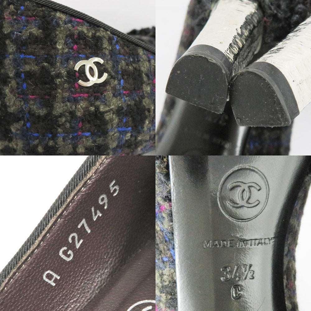 Chanel Pumps G27495 34.5 21.5cm Black Gr Women's Shoes