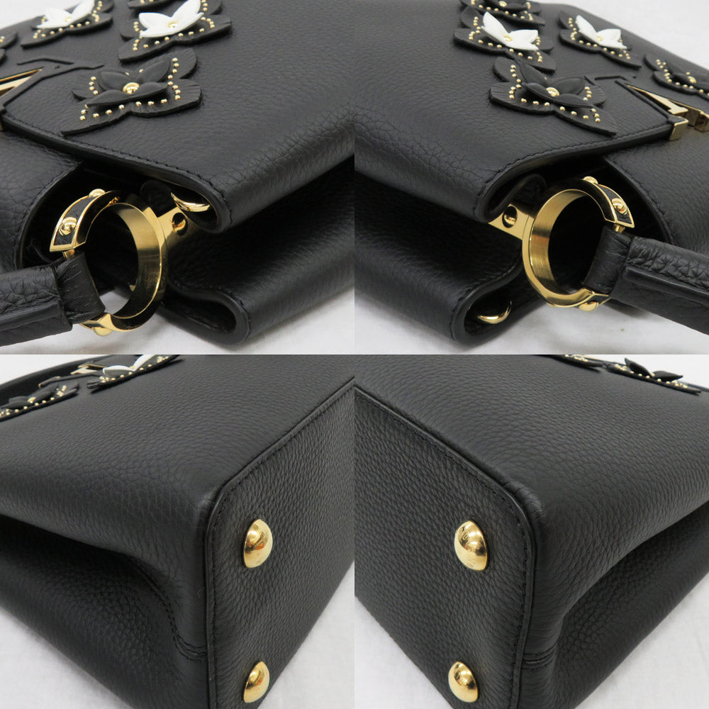 Louis Vuitton Capsine PM M53850 Flower Tinsel Handbag 2WAY Shoulder Bag Noir Black  Leather G    Quality Wood