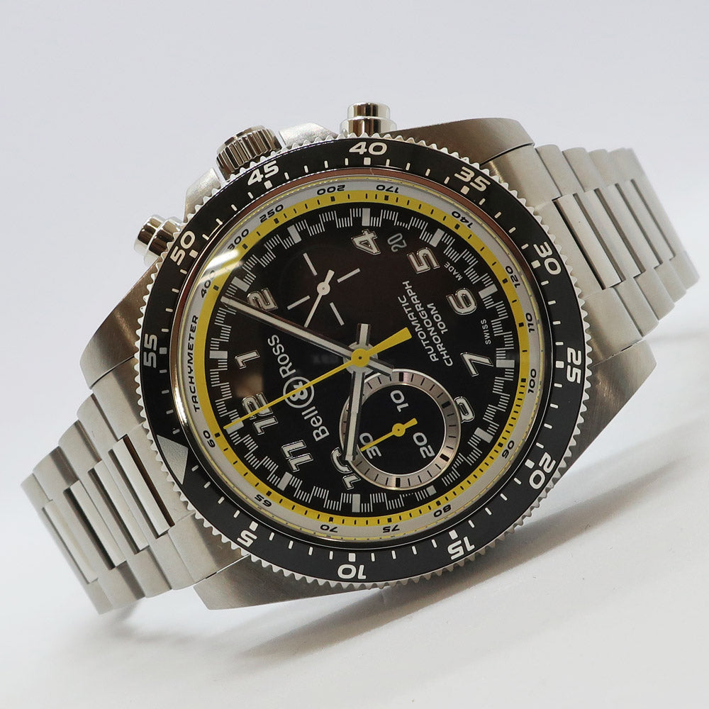 Bell &amp; Ross BRV394-RS20/SST World Limited 999 Black Yellow  SS Chronograph Automatic Rolling