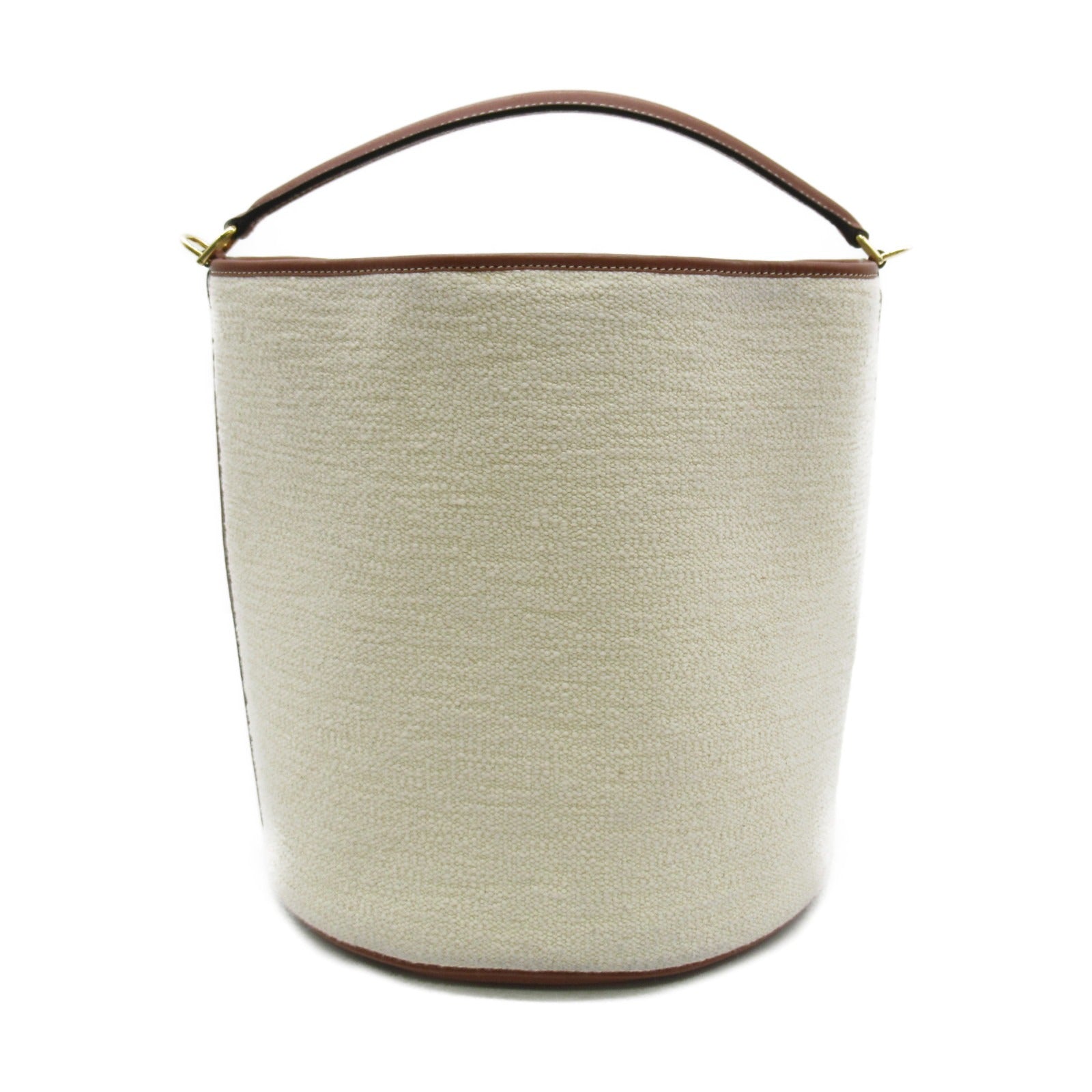 Celine Celine Bucket 16 2w Shoulder Bag Cotton   White/Brown 195572ERH