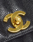 Chanel 1994-1996 Black Caviar Small Vertical Stitch Straight Flap Bag