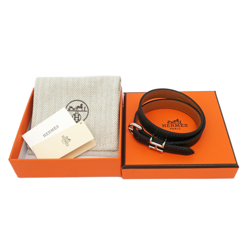 Hermes Leather Bracelet Tranch Black Silver G  U  Size T5 Bracelet Bungalow Accessories Small s